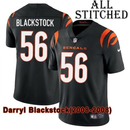 Black Home Embroidered Darryl Blackstock Cincinnati Bengals #56 Stitched Jersey