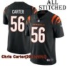 Black Home Embroidered Chris Carter Cincinnati Bengals #56 Stitched Jersey