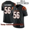 Black Home Embroidered Toney Catchings Cincinnati Bengals #56 Stitched Jersey