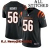 Black Home Embroidered K.J. Henry Cincinnati Bengals #56 Stitched Jersey