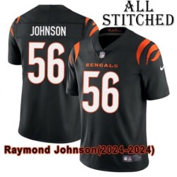 Black Home Embroidered Raymond Johnson Cincinnati Bengals #56 Stitched Jersey
