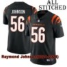 Black Home Embroidered Raymond Johnson Cincinnati Bengals #56 Stitched Jersey