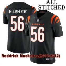 Black Home Embroidered Roddrick Muckelroy Cincinnati Bengals #56 Stitched Jersey