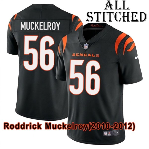Black Home Embroidered Roddrick Muckelroy Cincinnati Bengals #56 Stitched Jersey