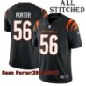 Black Home Embroidered Sean Porter Cincinnati Bengals #56 Stitched Jersey