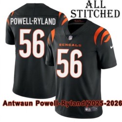 Black Home Embroidered Antwaun Powell-Ryland Cincinnati Bengals #56 Stitched Jersey