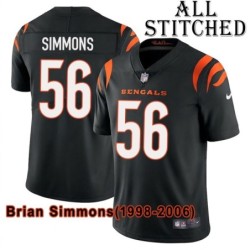 Black Home Embroidered Brian Simmons Cincinnati Bengals #56 Stitched Jersey
