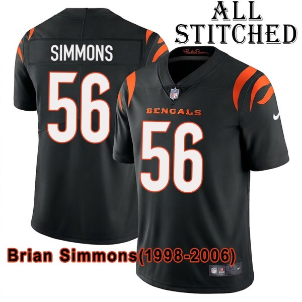 Black Home Embroidered Brian Simmons Cincinnati Bengals #56 Stitched Jersey