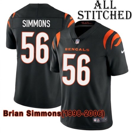 Black Home Embroidered Brian Simmons Cincinnati Bengals #56 Stitched Jersey