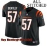 Black Home Embroidered Ray Bentley Cincinnati Bengals #57 Stitched Jersey