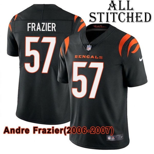 Black Home Embroidered Andre Frazier Cincinnati Bengals #57 Stitched Jersey