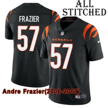 Black Home Embroidered Andre Frazier Cincinnati Bengals #57 Stitched Jersey