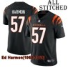 Black Home Embroidered Ed Harmon Cincinnati Bengals #57 Stitched Jersey