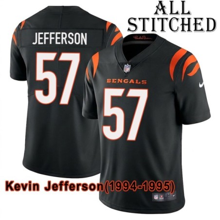Black Home Embroidered Kevin Jefferson Cincinnati Bengals #57 Stitched Jersey