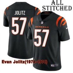 Black Home Embroidered Evan Jolitz Cincinnati Bengals #57 Stitched Jersey
