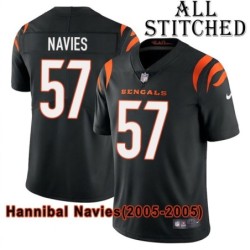 Black Home Embroidered Hannibal Navies Cincinnati Bengals #57 Stitched Jersey