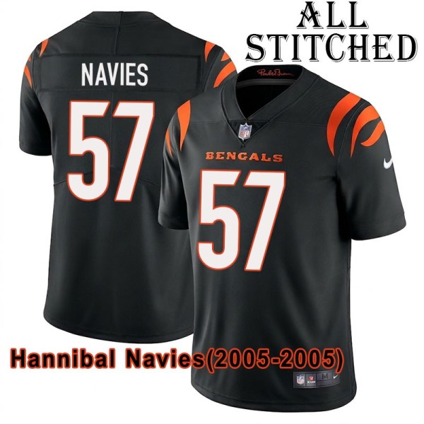 Black Home Embroidered Hannibal Navies Cincinnati Bengals #57 Stitched Jersey