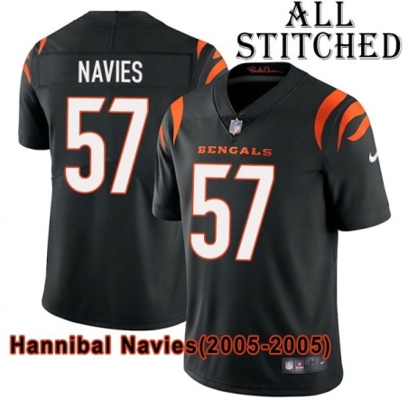 Black Home Embroidered Hannibal Navies Cincinnati Bengals #57 Stitched Jersey