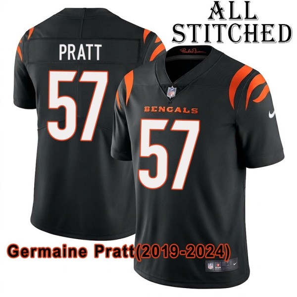 Black Home Embroidered Germaine Pratt Cincinnati Bengals #57 Stitched Jersey