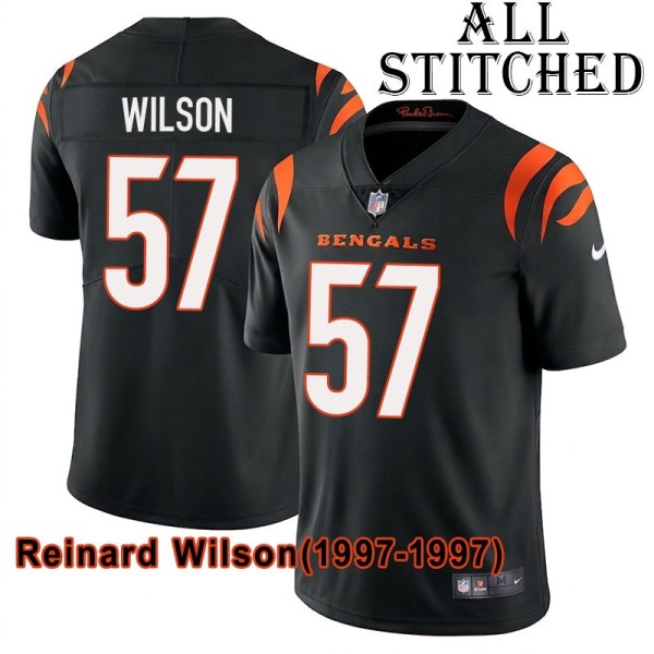 Black Home Embroidered Reinard Wilson Cincinnati Bengals #57 Stitched Jersey