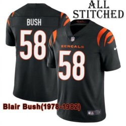 Black Home Embroidered Blair Bush Cincinnati Bengals #58 Stitched Jersey