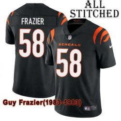 Black Home Embroidered Guy Frazier Cincinnati Bengals #58 Stitched Jersey