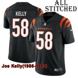 Black Home Embroidered Joe Kelly Cincinnati Bengals #58 Stitched Jersey