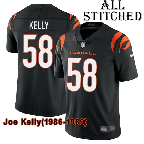 Black Home Embroidered Joe Kelly Cincinnati Bengals #58 Stitched Jersey