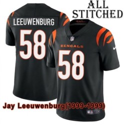 Black Home Embroidered Jay Leeuwenburg Cincinnati Bengals #58 Stitched Jersey