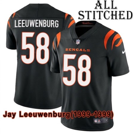 Black Home Embroidered Jay Leeuwenburg Cincinnati Bengals #58 Stitched Jersey
