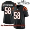 Black Home Embroidered Jay Leeuwenburg Cincinnati Bengals #58 Stitched Jersey