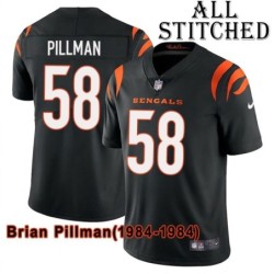 Black Home Embroidered Brian Pillman Cincinnati Bengals #58 Stitched Jersey