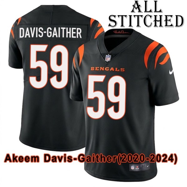 Black Home Embroidered Akeem Davis-Gaither Cincinnati Bengals #59 Stitched Jersey