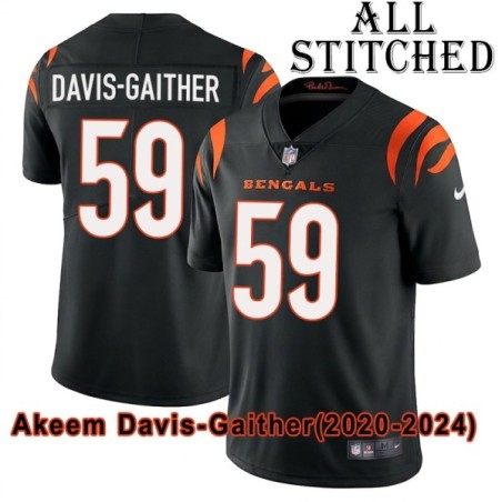 Black Home Embroidered Akeem Davis-Gaither Cincinnati Bengals #59 Stitched Jersey