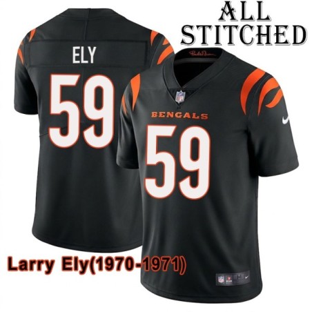 Black Home Embroidered Larry Ely Cincinnati Bengals #59 Stitched Jersey