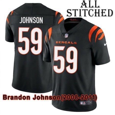 Black Home Embroidered Brandon Johnson Cincinnati Bengals #59 Stitched Jersey