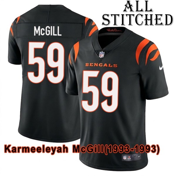 Black Home Embroidered Karmeeleyah McGill Cincinnati Bengals #59 Stitched Jersey