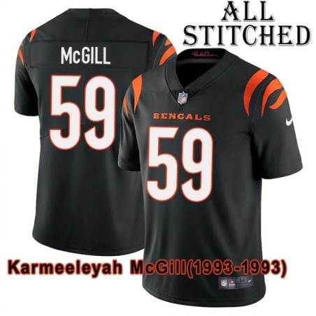 Black Home Embroidered Karmeeleyah McGill Cincinnati Bengals #59 Stitched Jersey