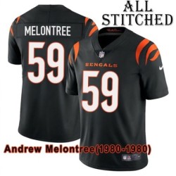 Black Home Embroidered Andrew Melontree Cincinnati Bengals #59 Stitched Jersey