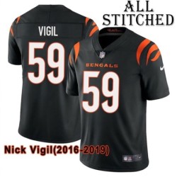 Black Home Embroidered Nick Vigil Cincinnati Bengals #59 Stitched Jersey