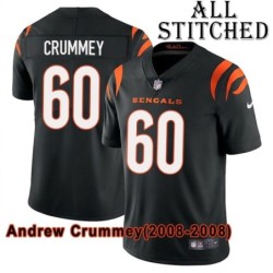 Black Home Embroidered Andrew Crummey Cincinnati Bengals #60 Stitched Jersey