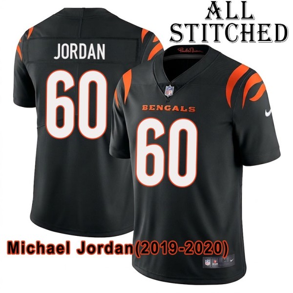Black Home Embroidered Michael Jordan Cincinnati Bengals #60 Stitched Jersey