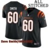 Black Home Embroidered Dave Smith Cincinnati Bengals #60 Stitched Jersey