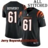Black Home Embroidered Jerry Boyarsky Cincinnati Bengals #61 Stitched Jersey