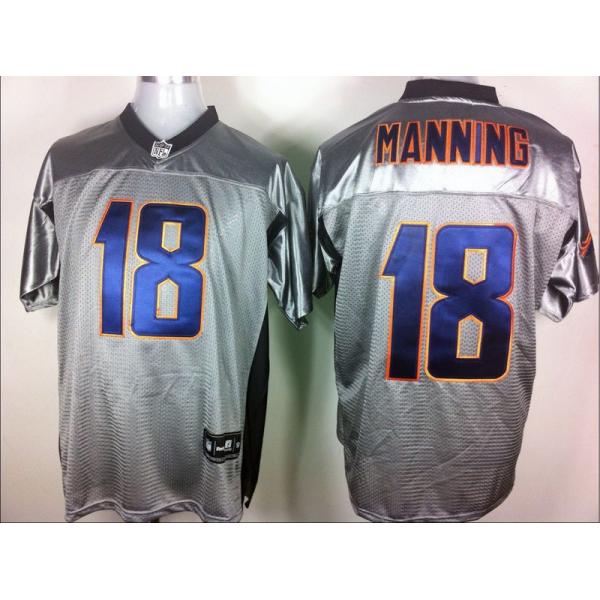 [Rbk,Gray-Shadow]Peyton Manning Football Jersey -Denver #18 Gray Jersey