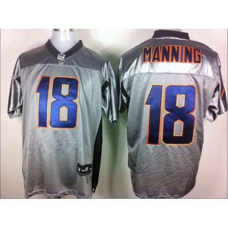 [Rbk,Gray-Shadow]Peyton Manning Football Jersey -Denver #18 Gray Jersey