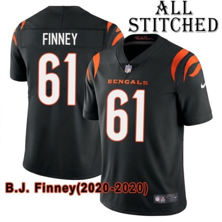 Black Home Embroidered B.J. Finney Cincinnati Bengals #61 Stitched Jersey