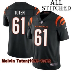 Black Home Embroidered Melvin Tuten Cincinnati Bengals #61 Stitched Jersey