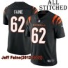 Black Home Embroidered Jeff Faine Cincinnati Bengals #62 Stitched Jersey