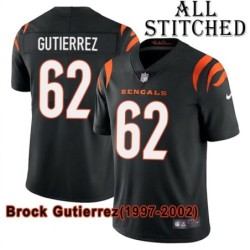 Black Home Embroidered Brock Gutierrez Cincinnati Bengals #62 Stitched Jersey